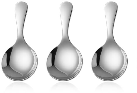 BinPhorm Cuillères en Manches Courtes,3 PCS Mini Pelle à Farine en Acier Inoxydable Cuillères pour Dessert Thé Glacé Café Thé en Vrac Sucre ou Farine Cuillère à Soupe