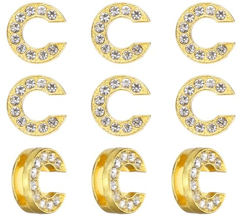 PATIKIL Strass bokstavsberlock, 30 st 10 mm glidarmband hängen kristall bokstav C berlock hängen alfabet A-Z för gör-det-själv smyckestillverkning halsband armband, guldton