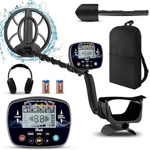 RUVVDR Metal Detector Professionali per Adulti e Bambini，Pieghevole e Portatile Metal Detector per Oro，5 Modalità，Schermo LCD，Bobina Impermeabile IP68