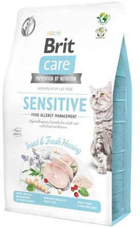 Brit Care Sensitive Katzenfutter mit Frischem Hering, Hypoallergene Formel für Erwachsene Katzen mit Nahrungsmittelallergie 2Kg