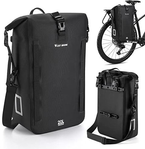ICOCOPRO Fahrradtasche für Gepäckträger, 100% Wasserdicht Gepäckträgertasche, 20L Fahrradtaschen Gepäckträger mit Tragegriff Reflektierend, Fahrrad Tasche Hinten für E-Bikes MTB Rennrad (Black)