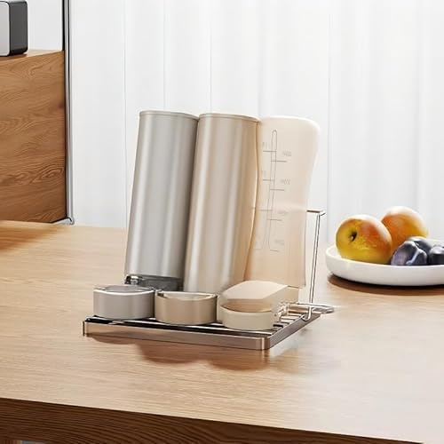 Scolabottiglie Acciaio Inox 304, Portabottiglie per SodaStream, Scola Bottiglie Pieghevole per Scolare, Organizzatore da Cucina per Scolare Bottiglie d'acqua, Biberon e Bicchieri