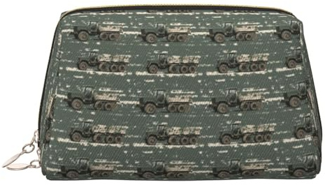 GVYGVY Bolsa de maquillaje de viaje grande – Bolsa de cosméticos de piel de PVC con estampado de camión de camuflaje para mujer con cremallera, bolsa de maquillaje portátil resistente al agua para el