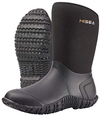 HISEA Women's Rubber Garden Boots Waterproof Insulated Yard Gardening Shoes Mid Height for Mud Working Outdoor