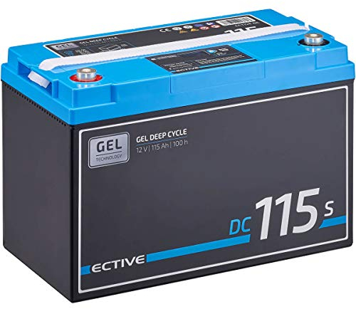 ECTIVE - GEL DC115S 12V 115Ah - Deep Cycle Versorgungsbatterie mit LCD-Anzeige wartungsfrei - VRLA Solarbatterie für Boote, Van, Wohnmobil, Camper