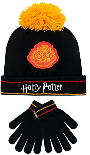 Harry Potter Kids Winter Hat and Gloves Set Hogwarts Black One Size