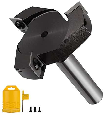 CPROSP Planfräser 12mm Schaft für Holz, Hobelfräser für Oberfräse mit 60mm Schnittdurchmesser, Abrichtfräser mit 3 Klingen, Spoilboard Fräser zum Professionellen Glätten und Nivellieren