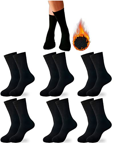 DIVABONNA 6 Paia Calze Termiche Donna e Uomo - Calzini Termici Donna - Calzini Donna Invernali (35-40, Nero)