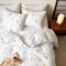 Freyamy - Juego de cama floral, 240 x 260 cm + 2 fundas de almohada de 65 x 65 cm, blanco, 3 piezas, microfibra, cremallera