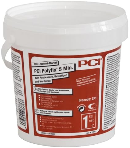 PCI Polyfix 5 Min. 1 kg Blitz-Zement-Mörtel zum Ausbessern, Befestigen und Montieren