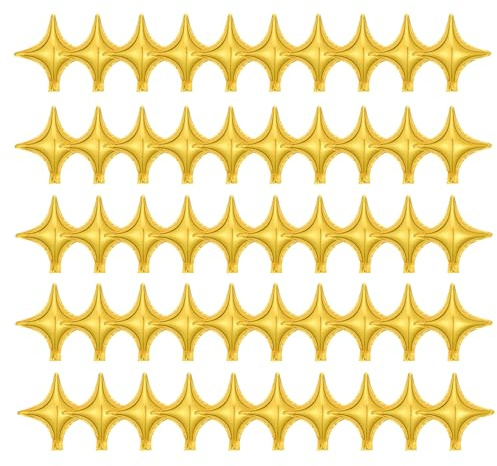 50 palloncini in Mylar a 4 punti da 25,4 cm, a forma di stella, kit per compleanno, baby shower, fidanzamento, anniversario, matrimonio, festa, compleanno, ballo scolastico, decorazione (oro)