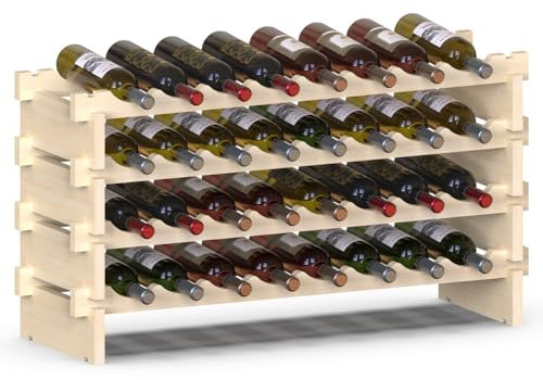 BAKAJI Cantinetta Portavino in Legno con 32 Scomparti Porta Bottiglie di Vino, Champagne, Portabottiglie da Terra, Cantina Angolo Bar per Salotto, Cucina, Bistrot, Ristorante 90 x 30 x 54 cm