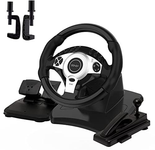 DOYO Gaming Steering Wheel with Pedals, Racing Wheel with 270/900° Rotation, Dual-Motor Vibration & Gear Shifter for Xbox One, Xbox Series X|S, PS4, PS3, PC, Switch, Xbox 360 – Driving Car Simulator