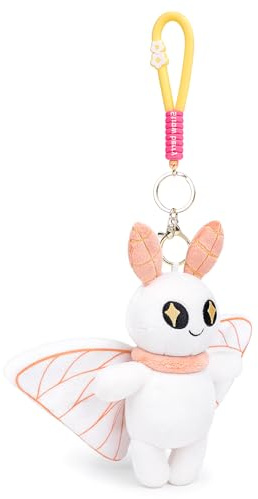 RLOMUTE 6.3 Inch white Moth Mothman Keychain Plush Toy Bag pendant Funny star eyes Super Soft Cute Baby Cuddly for Birthday Party Companions Car Home Decor Collectible Gift for kids Christmas