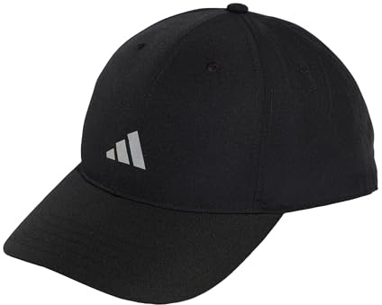adidas Unisex Running Essential Climacool 6 Panel Baseball Hat, Black/Reflective Silver, M-L