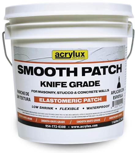 Acrylux Elastomeric Patch for Stucco and Concrete - Textured & Smooth Patching Compounds - Fills Cracks, Holes, and Imperfections in Masonry, Stucco, Wood (Smooth Knife Grade)