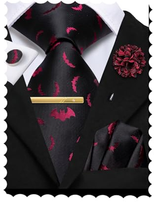 Hi-Tie Silk Ties for Men Pink Blue Black Mens Ties Set 4 PCS Necktie Pocket Square Cufflinks Clip Pin for Wedding