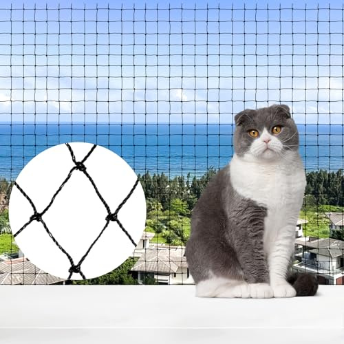 Qyibleri Katzennetz Drahtverstärkt - 6 x 3m Katzennetz für Balkon Ohne Bohren, Katzenschutznetz Können Zuschneidbar, Langlebig, Reißfest und Robust inkl. Montagematerial