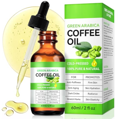 Olio da caffè contro le rughe, 100% puro e naturale, olio da caffè Arabica verde per il viso e il corpo dei capelli, olio da caffè per viso, anti-muffiness & Firm Skin, olio da caffè per la cura della