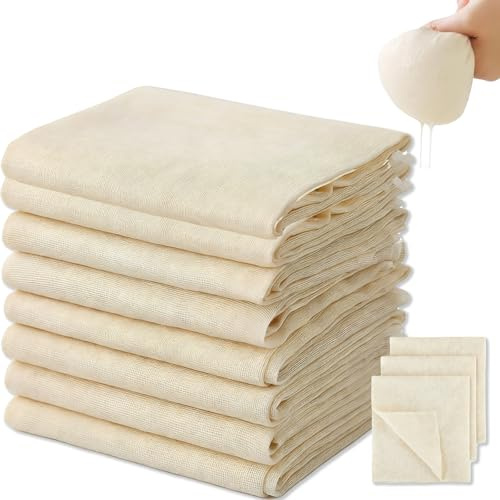 8Pcs Cheese Cloths for Straining 50x50cm– Reusable and Washable cheesecloths, pre-Cut for Filtering Juice, Cheese, Tea, Coffee and Baking