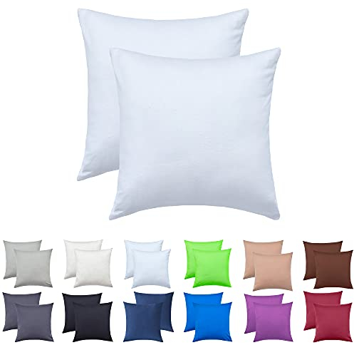 NatureMark 2er Set Jersey Kissenbezüge – Elastisch, weich, atmungsaktiv und hautfreundlich – Waschbare Kissenhülle - 40x40 – Weiß