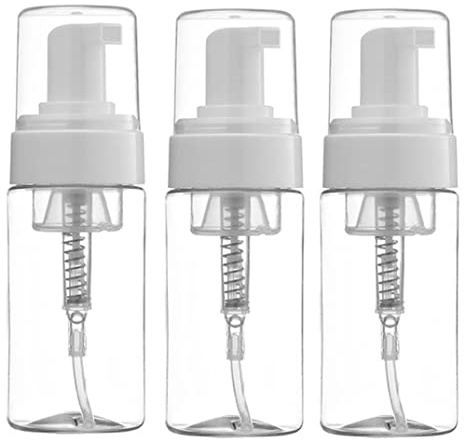 ASTRQLE 3Pcs 100ML 3.4oz Empty Clear Plastic Press Foaming Soap Pump Dispensers Spray Bottle Containers with Atomizer for Soap Foam Lotion Bathroom Accessory