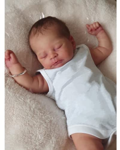 Lonian Poupée 20 Pouces 50cm Bebe Reborn Souple Silicone Réaliste Vinyle Baby Doll Filles Garçons Nouveau-né Bébé Dormant Babies (Blanc)