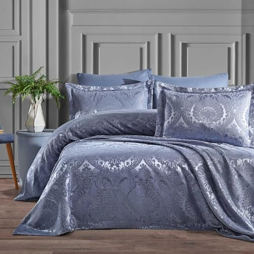 Elart Gemustert Jacquard Chenille Stoff Bettdecke Set | Moderne Und Weich Bettüberwurf | Komfortabel Sehr Langlebig Dünne Tagesdecke 220x240 Und 2 Kissenbezug 50x70 cm | Maschinenwaschbar