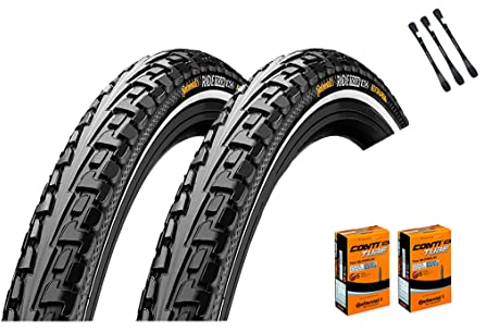 2er Set Continental Fahrradreifen Ride Tour Reflex 28 Zoll (42-622) auswählbar mit Schläuchen + 3 MSZweirad Metall Reifenheber (28 x 1,60 (42-622), SV Schläuche)