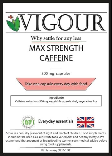 Max Strength Caffeine - 90 High Strength 500mg Capsules