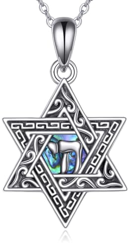 ONEFINITY Davidstern Kette 925 Sterling Silber Chai Davidstern Anhänger Star of David Halskette Jüdisch Schmuck Geschenke für Damen Herren