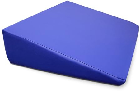 QUIRUMED WELLCORE Cuscino cuneo per massaggio, 40 x 55 x 13 cm, in ecopelle, sfoderabile, imbottitura in schiuma, per yoga, fitness, ergonomico, blu