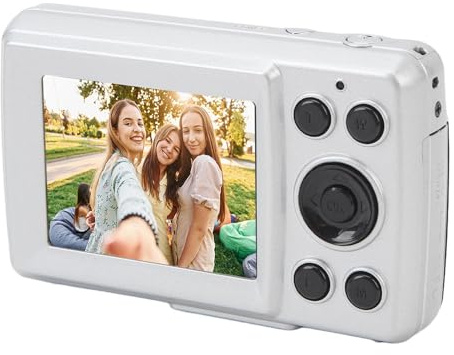 Digitalkamera, HD 1080P Barnkamera, 3 Batterier, Snodd, 2,4-tums Skärm, 16X Zoom Anti Shake, 16 MP Kompakt Bärbar Liten Pekkamerapresent Till Barnstudentbarn (Silver)