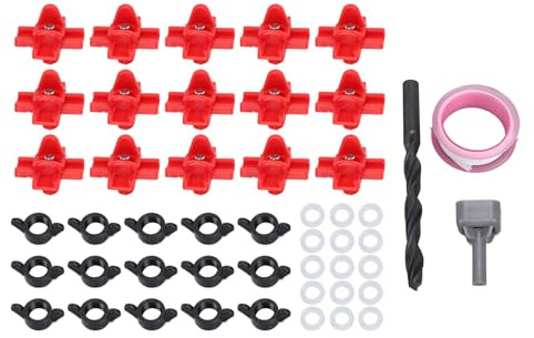 15 Uppsättningar Fjäderfänipple Waterer Kyckling Waterer Nipples Kit, Enkel Trådlös Installation med 304 Rostfritt Stål för Kycklingar, Vaktar, Höns
