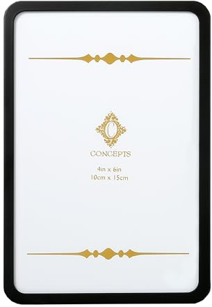 Concepts 4x6 Classic Rounded Corner Black Metal Picture Frames for Family Photos - Elegant Wallhung and Tabletop Décor