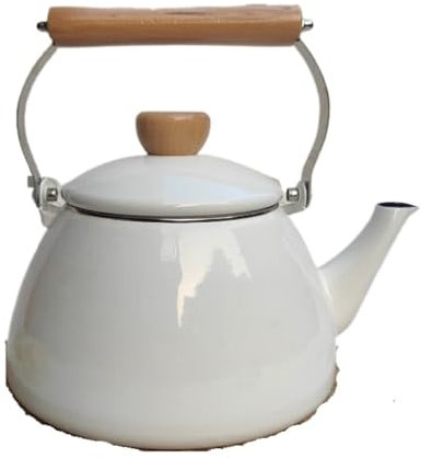 De gas Tetera Tetera Esmaltada, Tetera De Granja, Tetera Retro, Tetera Con Mango De Madera Blanca, Cafetera, Tetera De Leche Durable y liviano(C)