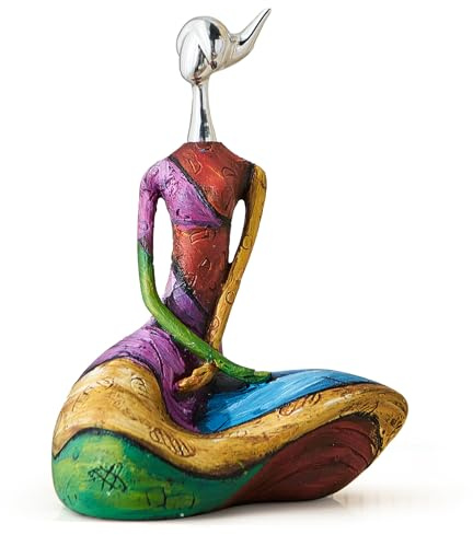 Octdays Art Female Sculpture Figurines, Abstract Woman Statue for Home Decor, Modern Colorful Sculpture Decorations for Living Room Shelf Office Cabinet Accents (Colorful-B)