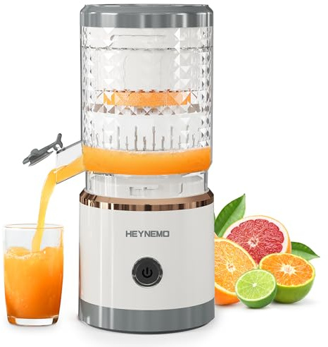 Electric Citrus Juicer, Rechargeable Portable Cordless Juicer with with USB Cable and Cleaning Brus, One-Touch Button, Juice Squeezer for Oranges, Lemons, and Limes, White