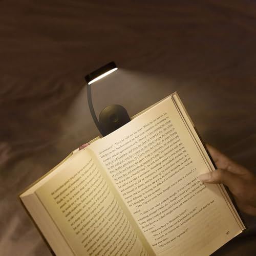 Choudao Tech Portable LED Reading Lights, Eye Caring 3 Color Temperatures and Dimming Brightness Book Lights, Lightweight USB Rechargeable Clip-On Lamp for Book Lovers Night Reading (Black)