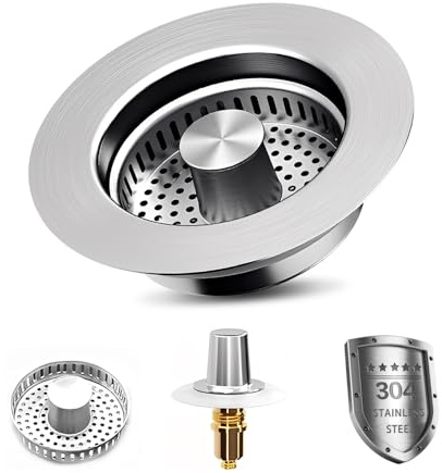 HMCEY Filtro Lavello Cucina In Acciaio Inox,Filtro di Scarico per Lavandino,Filtros Capelli per Doccia,Kitchen Sink Strainer,Tappi Lavandino Bagno Pop Up,Tappo di Scarico Lavabo per Vasca da Bagno