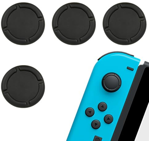 4 Pezzi di Cappucci di Sostituzione per Pulsanti Switch Joycon, Accessori Protettivi in Silicone per Joystick 3D Grips (Nero)