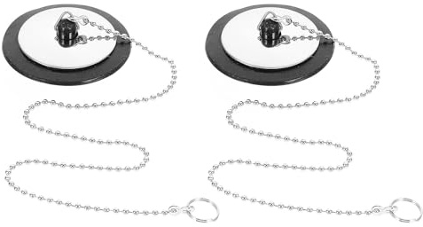 Milisten 2pcs Rubber Sink Stopper with Chain Leak-Proof Bathroom and Kitchen Sink Plug Bathtub Sealing Drain Cover for Washbasin and Bathtub Drain