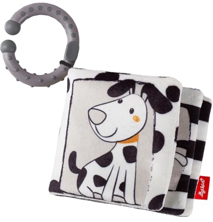 sigikid Babybuch Stoffbuch Dalmatiner, Dotson - Babyspielzeug mit Schwarz-Weiß-Kontrast Kinderwagenspielzeug zum Anhängen mit Spiegel, Quietsche, Knisterfolie Geschenk für Babys ab Geburt