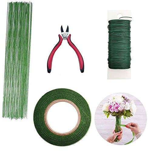 Zolynx Kit di Strumenti di Composizione Floreale Nastro Floreale Avvolgimento Stelo Filo Verde Stelo Filo Floreale per Bouquet Fiorista Avvolgente Stelo
