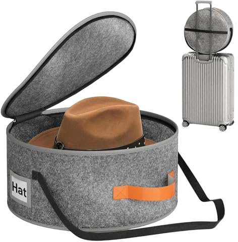 Qizeroty Runde Cowboy Hutschachtel, Runde Hutschachtel Mit Deckel, Tragbare Hut Aufbewahrungsbox Mit Reißverschluss Und Griff, Große Filzhut Organizer Tasche Zum Aufbewahren Von Kleidung, Spielzeug