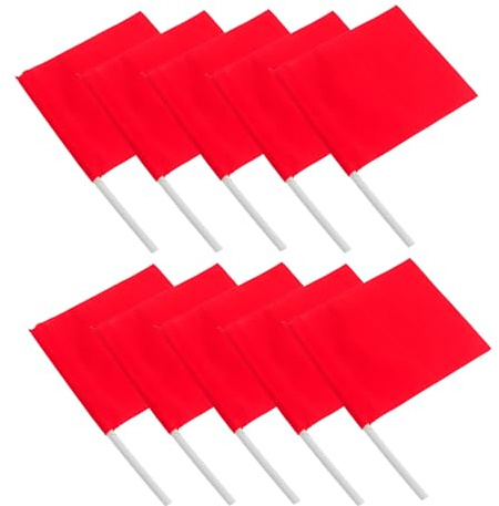 MERRYHAPY 10 Pezzi Bandiera per Arbitro Atletica Leggera con Asta Resistente per Gare e Segnalazione in Pista Design Leggero e Maneggevole