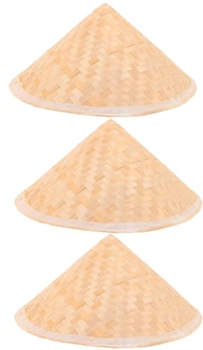 HONMEET Chapeaux de cosplay de performance 3pcs pour enfants - chapeaux coniques en bambou respirants - style traditionnel pour fêtes et activités extérieures
