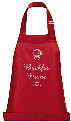 Schnoschi Küchenschürze Rot mit Wunschnamen bestickt