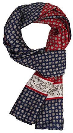 WANYING Herren Seidenschal Lange Doppelseite Herrenschal aus Kunstseiden Casual Business Gentleman Dünn für Frühjahr Herbst - Paisley Dunkelblau Rot