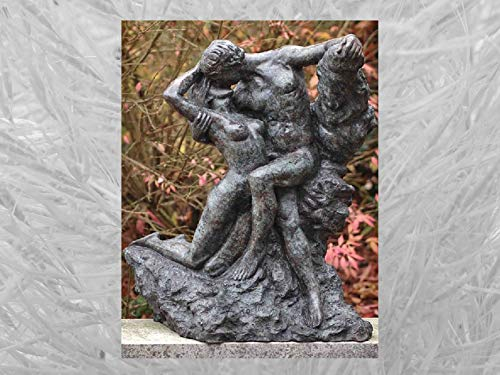 IDYL Bronsskulptur Rodin kyss | 75 x 40 x 65 cm | klassisk bronsfigur handgjord | trädgårdsskulptur eller dekoration för vardagsrum | högkvalitativt hantverk | väderbeständig